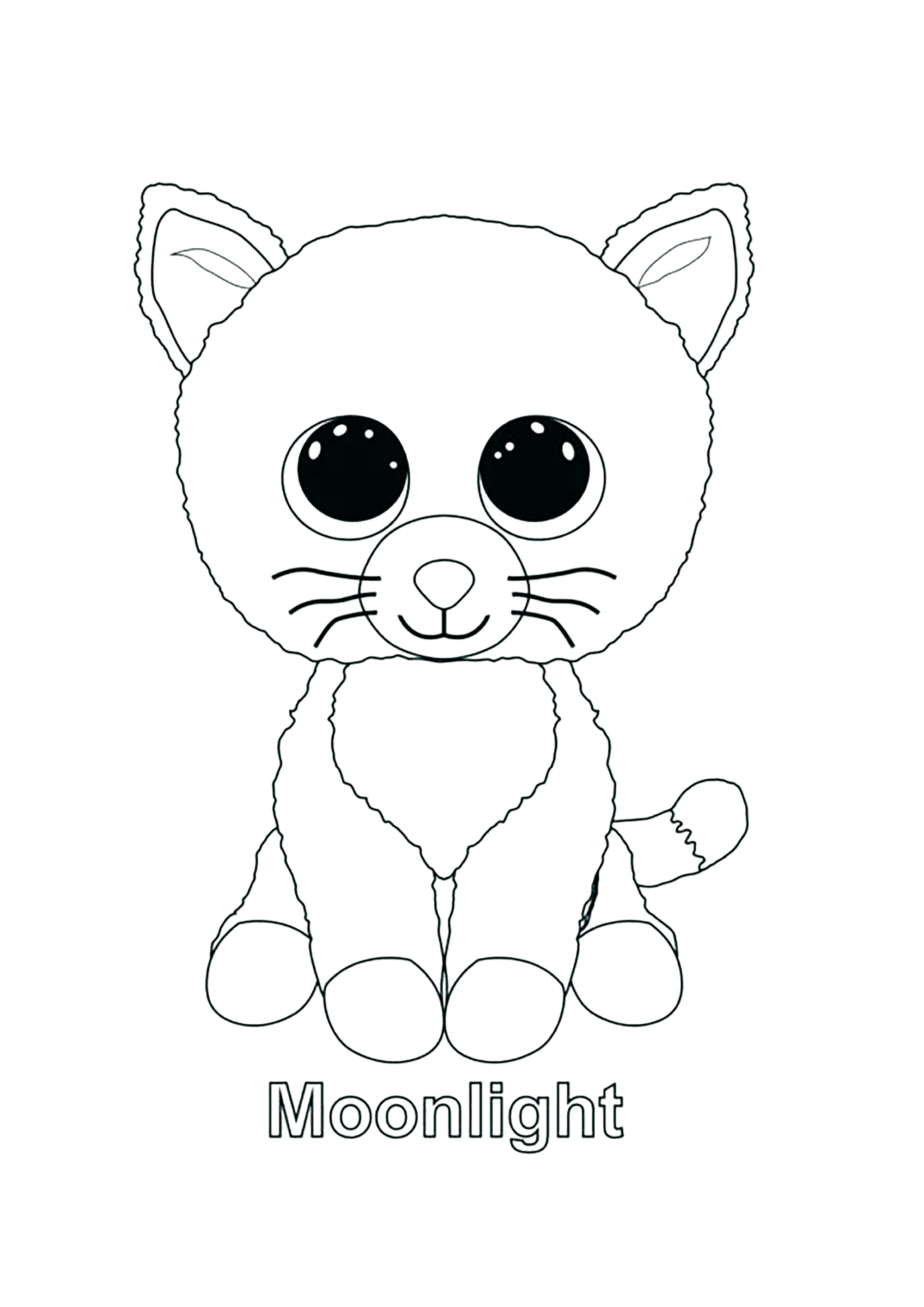 Mondschein (Katze) (Ausmalbild von Beanie Boo zum Ausdrucken und Ausmalen für Kinder)