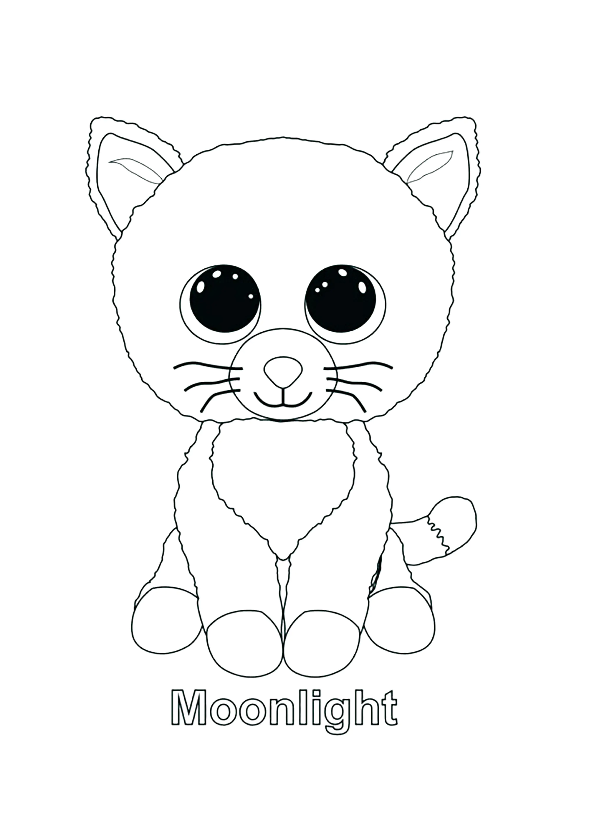 Mondschein (Katze) (Ausmalbild von Beanie Boo zum Ausdrucken und Ausmalen für Kinder)