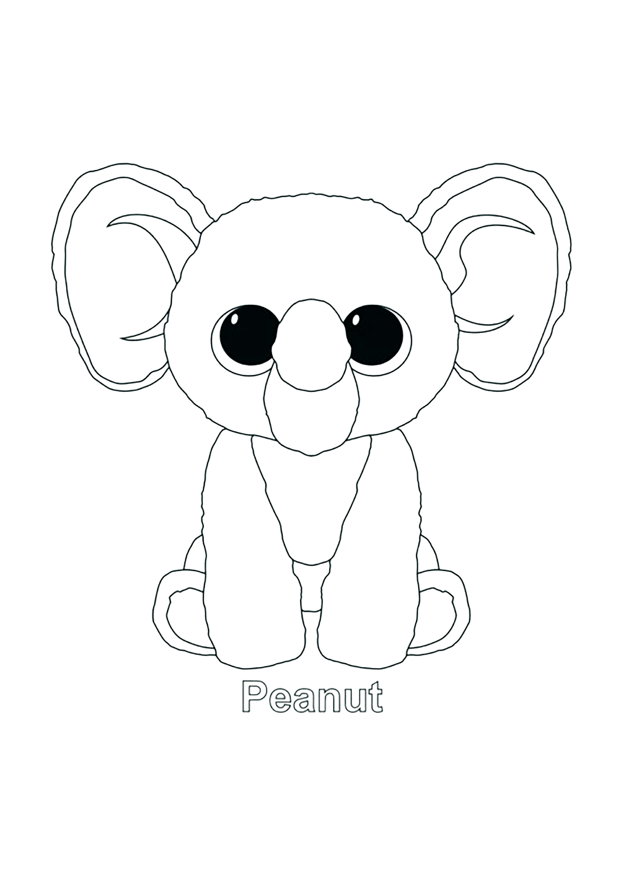 Kleiner Beanie Boo Elefant (Ausmalbild zum Ausdrucken und Ausmalen für Kinder)