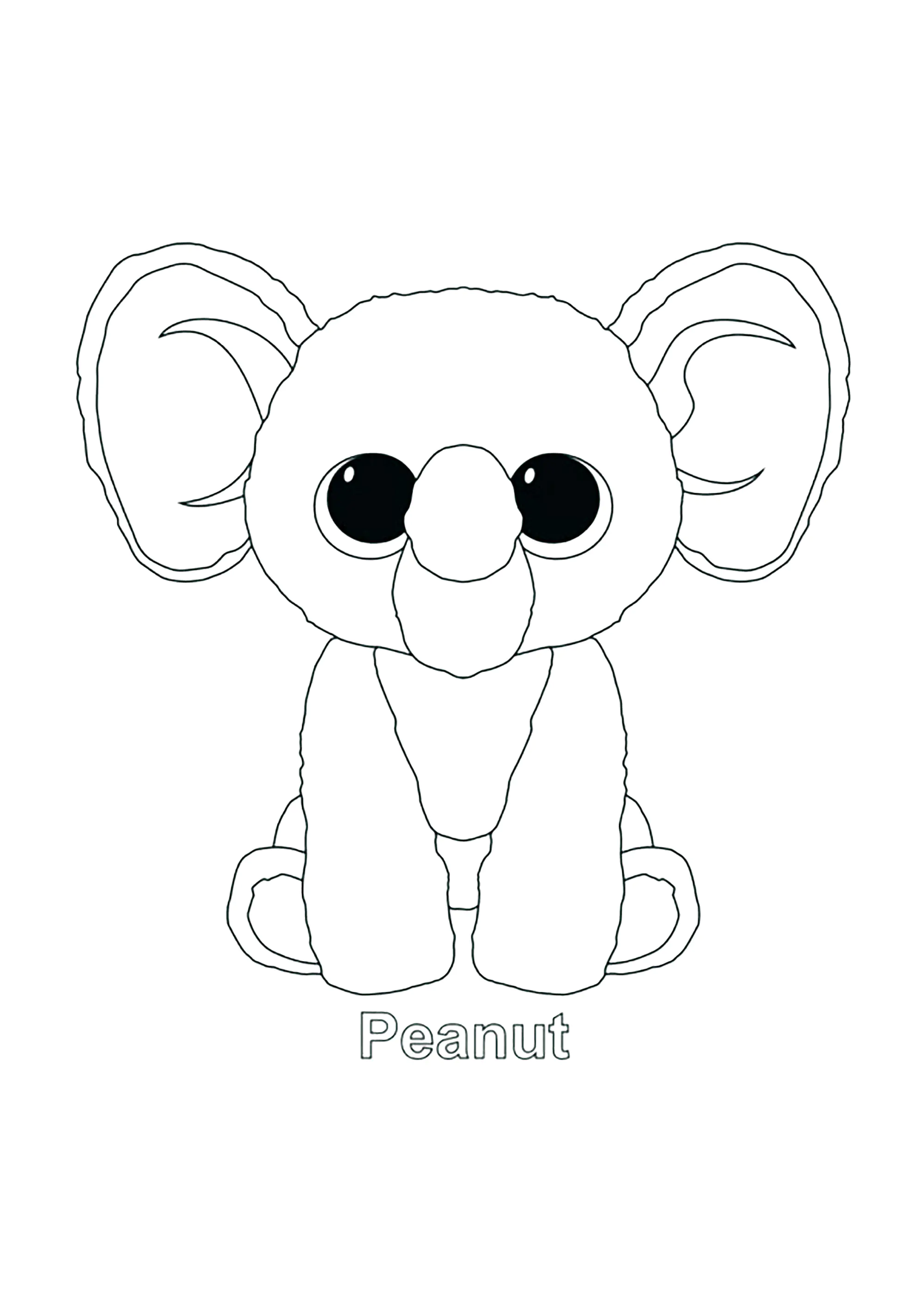 Kleiner Beanie Boo Elefant (Ausmalbild zum Ausdrucken und Ausmalen für Kinder)