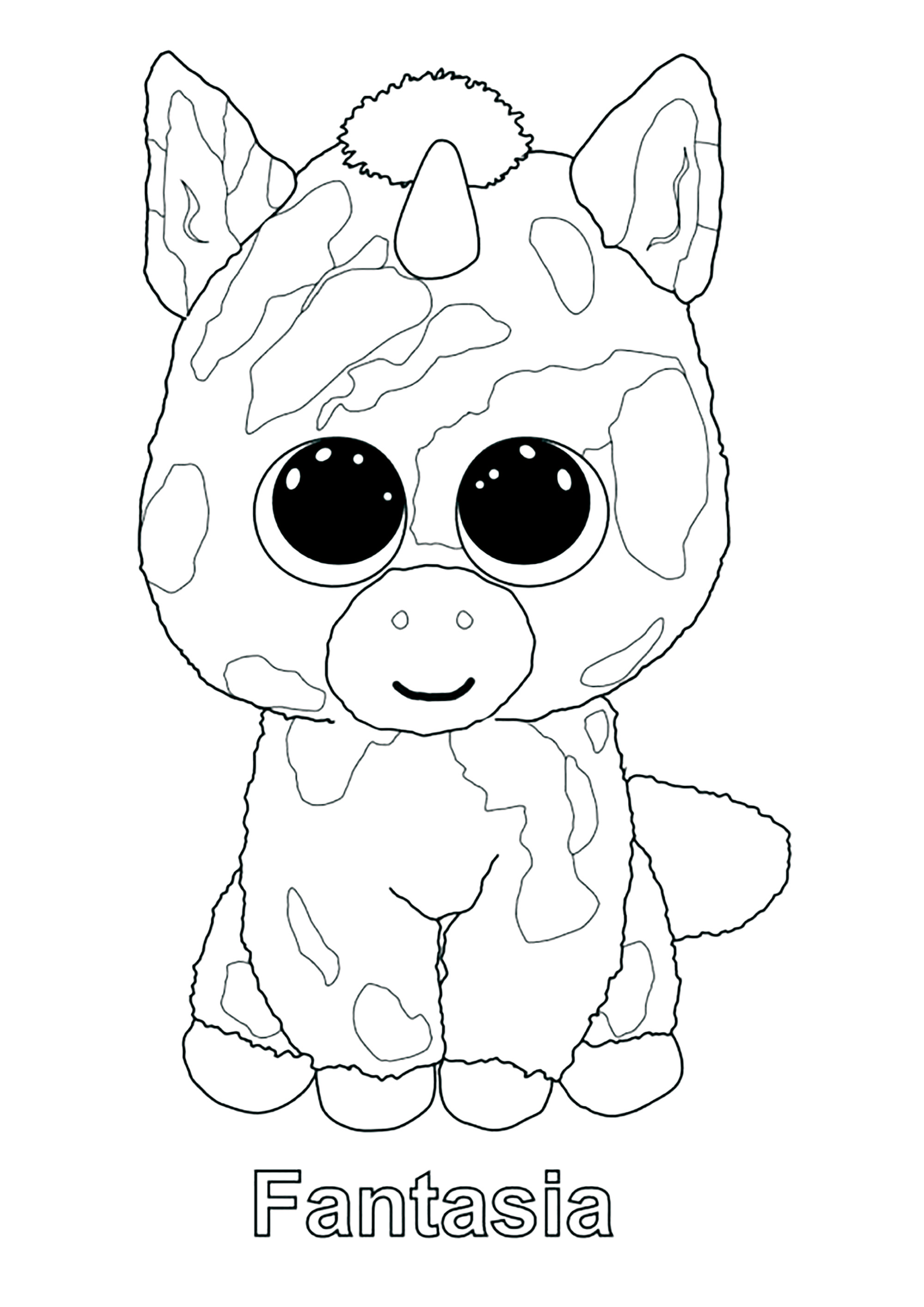 Fantasia (Einhorn) (Ausmalbild von Beanie Boo zum Ausdrucken und Ausmalen für Kinder)