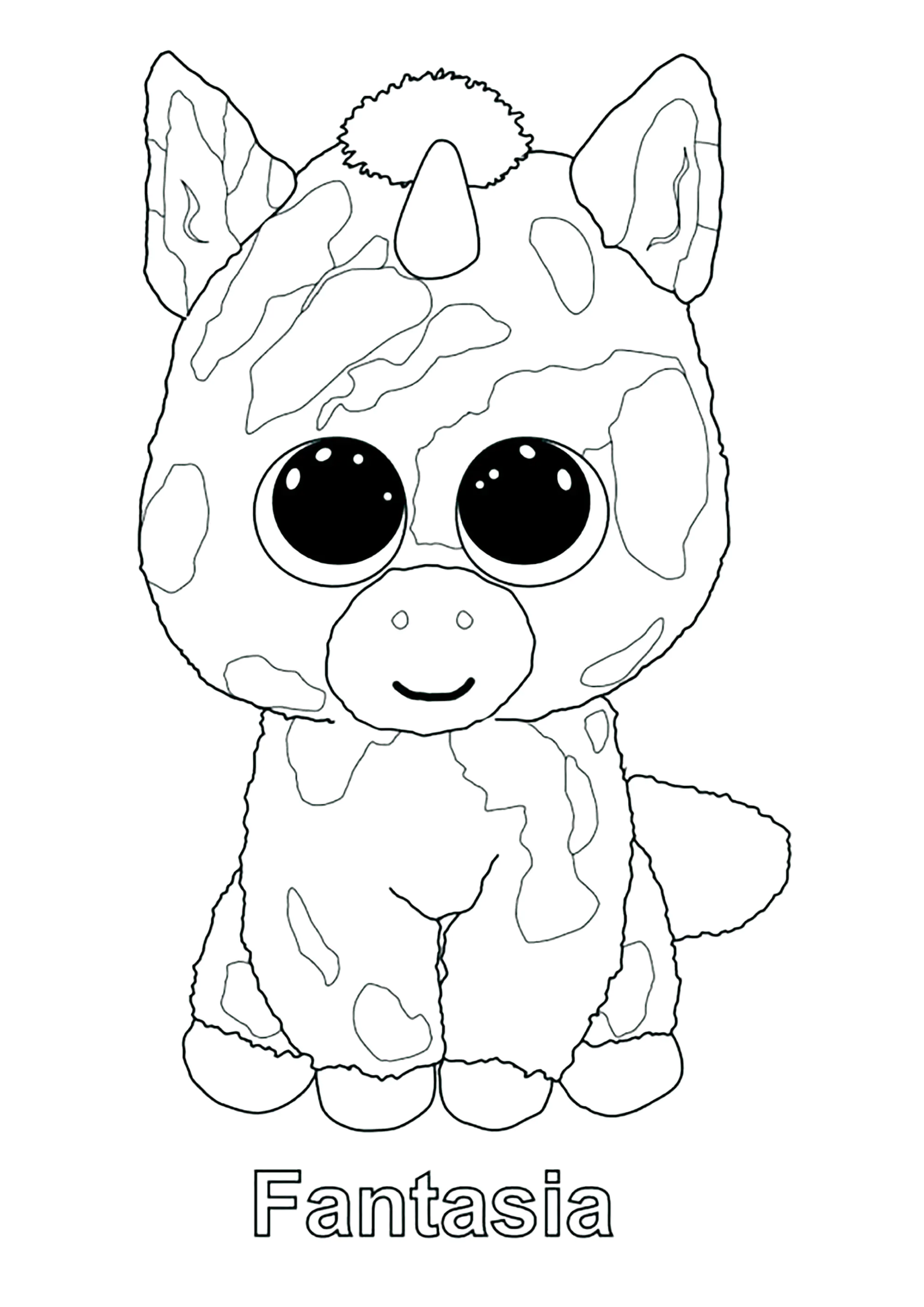 Fantasia (Einhorn) (Ausmalbild von Beanie Boo zum Ausdrucken und Ausmalen für Kinder)