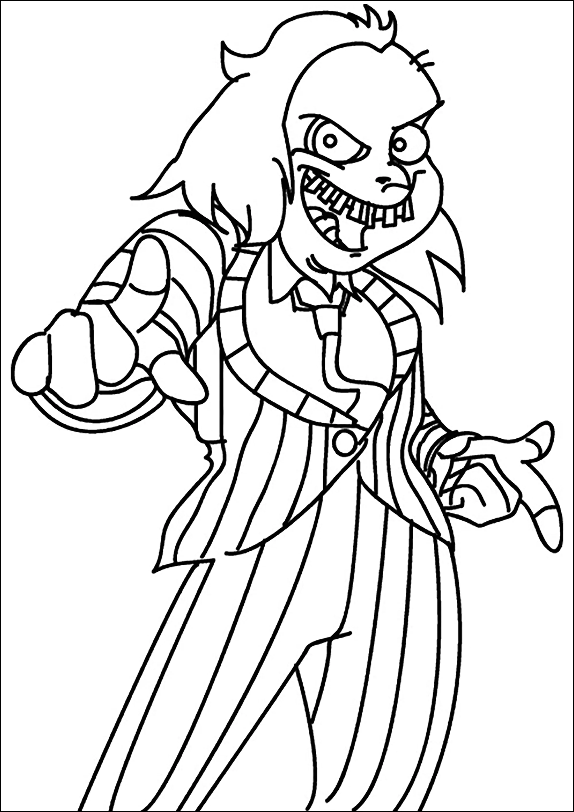 Beetlejuice und ihr schönes Kostüm (Ausmalbild zum Ausdrucken und Ausmalen für Kinder)