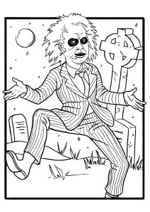 Beetlejuice auf einem Friedhof (Ausmalbild)