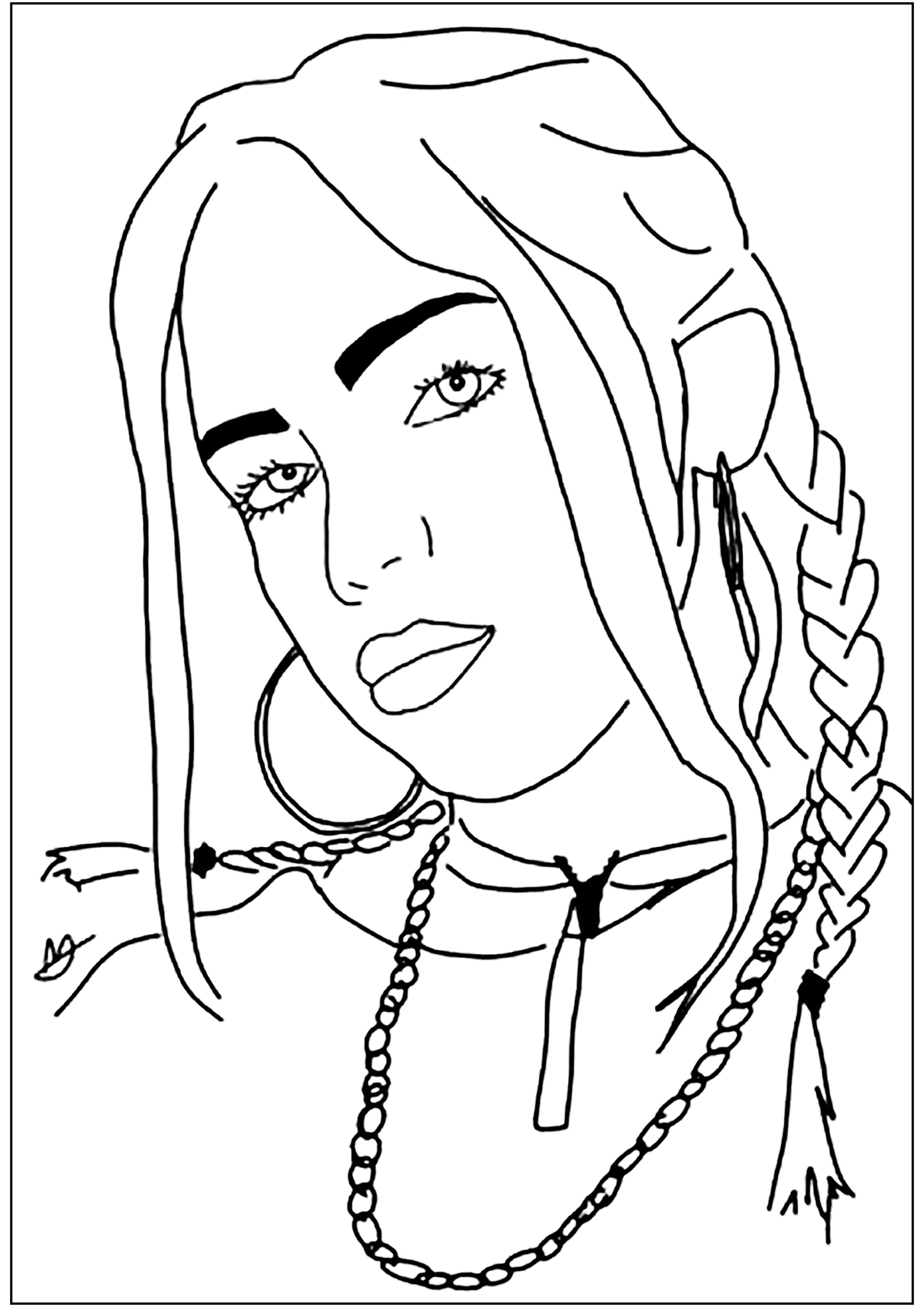 Billie Eilishs Gesicht zum Ausmalen (Berühmte Sänger)