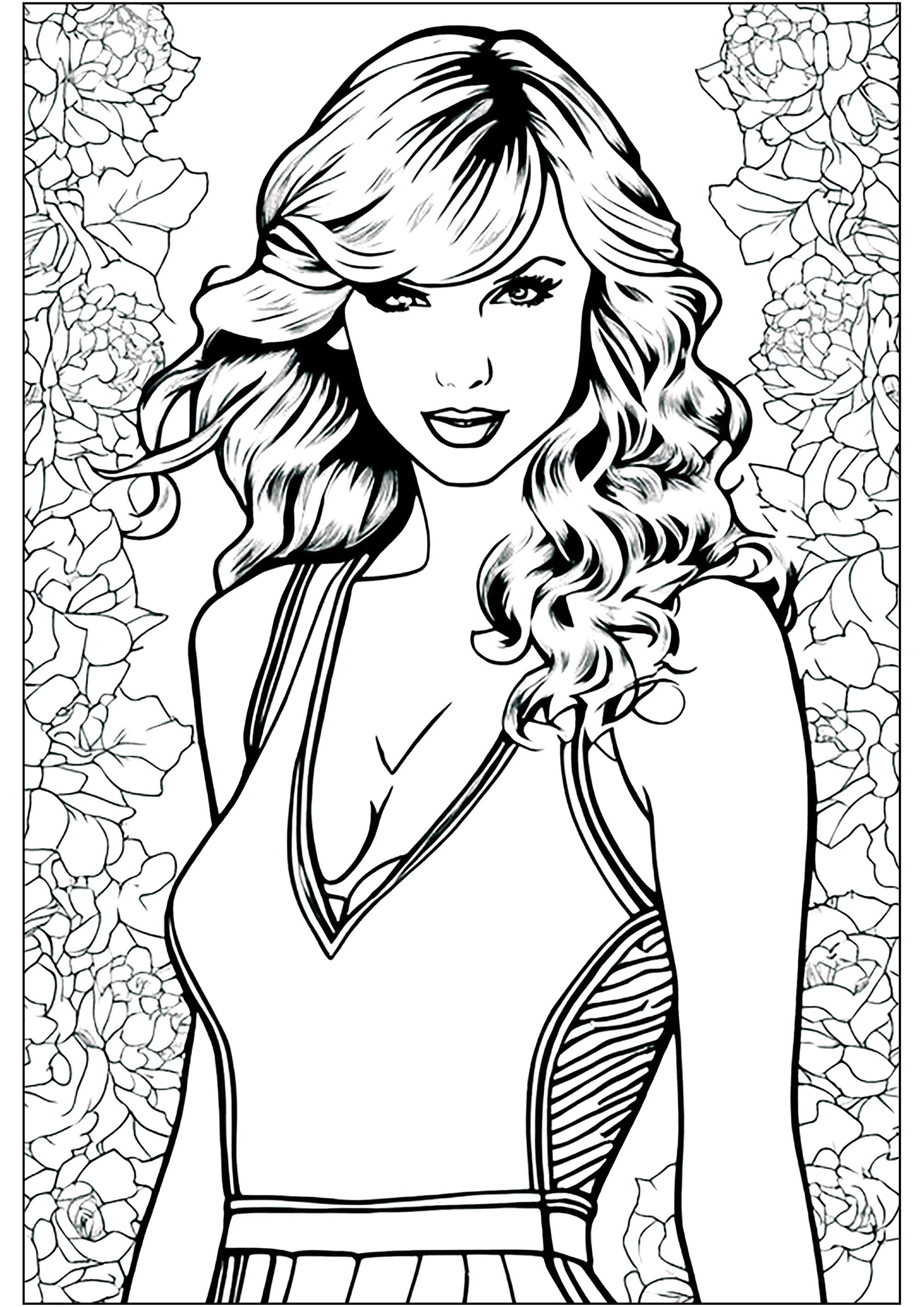 Schönes Ausmalbild von Taylor Swift (Ausmalbild von Berühmte Sänger zum Ausdrucken und Ausmalen für Kinder)