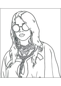 Billie Eilish zum Ausmalen (Ausmalbild von Berühmte Sänger)
