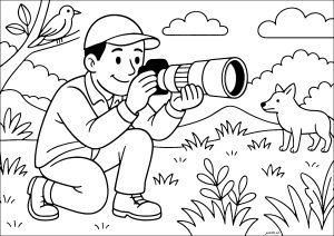 Tierfotograf (Ausmalbild von Berufe)