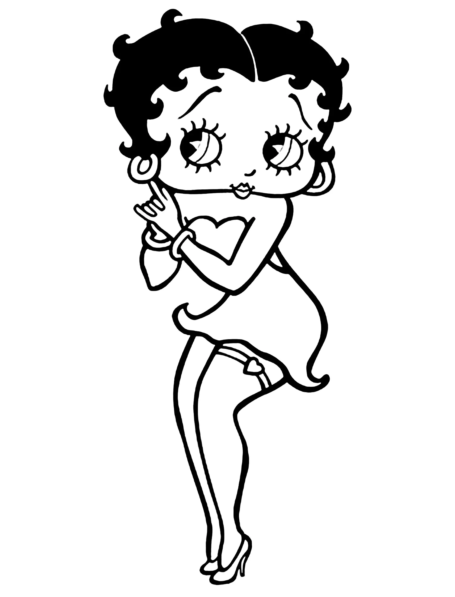 Betty Boop Coloriage zum Ausdrucken (Ausmalbild zum Ausdrucken und Ausmalen für Kinder)