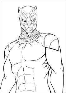 Black Panther, ganz in Muskeln. (Ausmalbild)