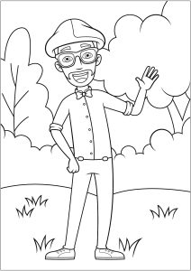 Blippi im Garten (Ausmalbild)