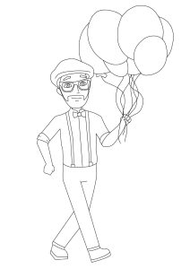 Blippi und Ballons (Ausmalbild)