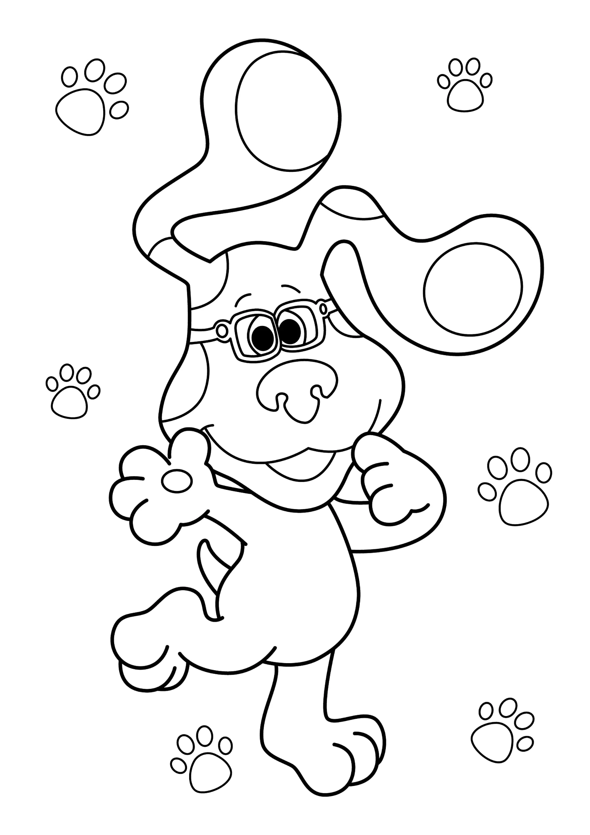 Hund mit Brille (Ausmalbild von Blues Clues zum Ausdrucken und Ausmalen für Kinder)
