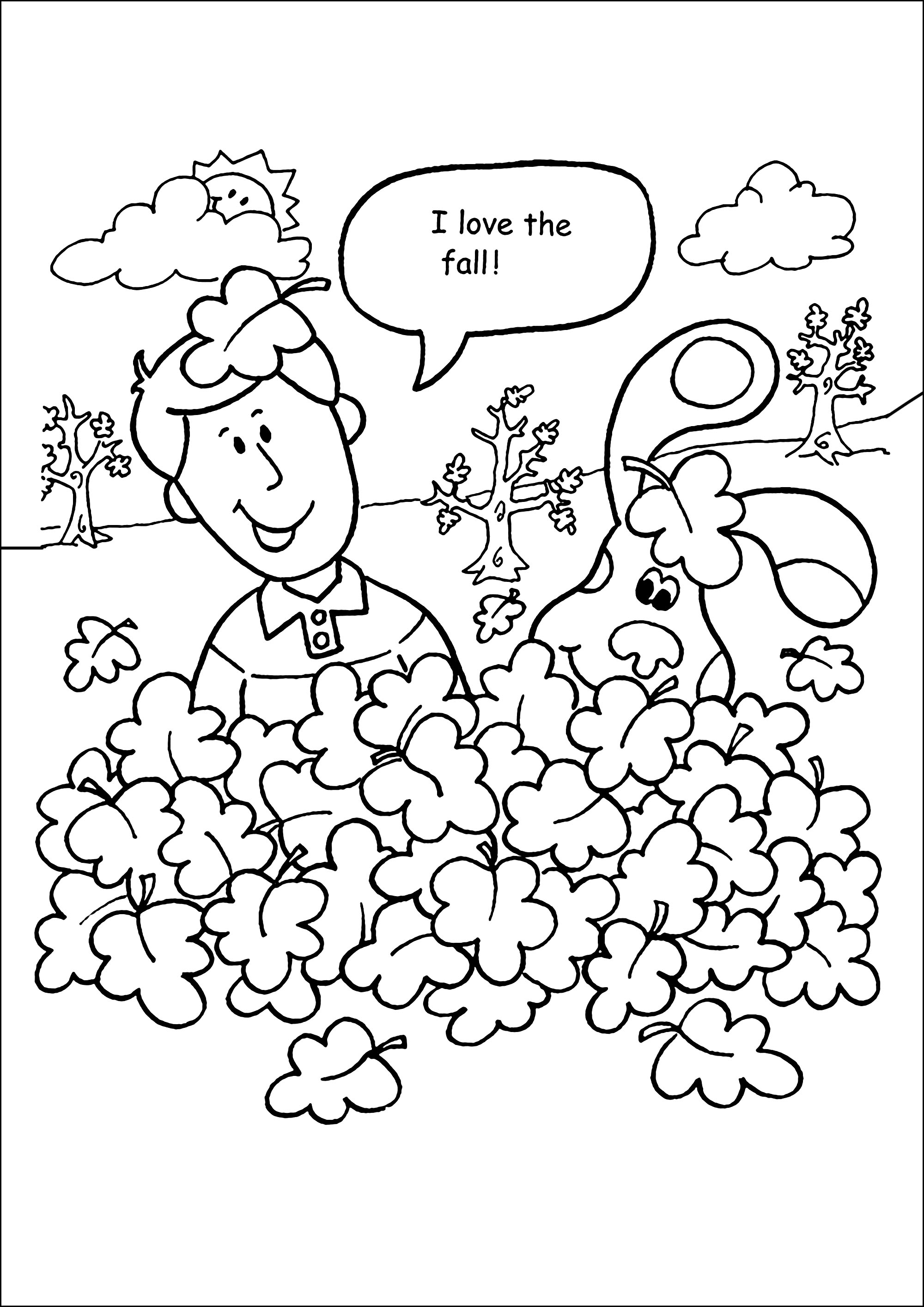 Joe und der grüne Welpe (Ausmalbild von Blues Clues zum Ausdrucken und Ausmalen für Kinder)