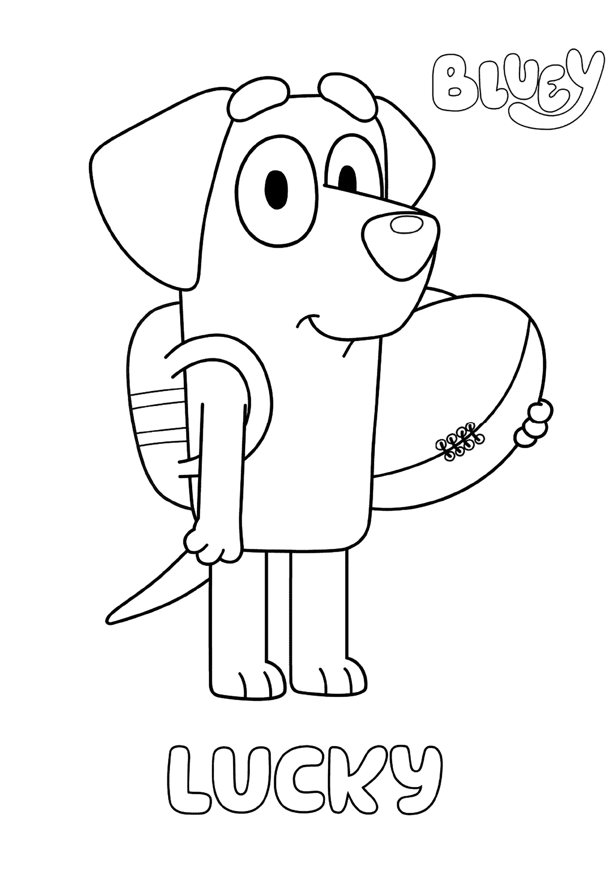 Bluey : Glücklich (Ausmalbild zum Ausdrucken und Ausmalen für Kinder)