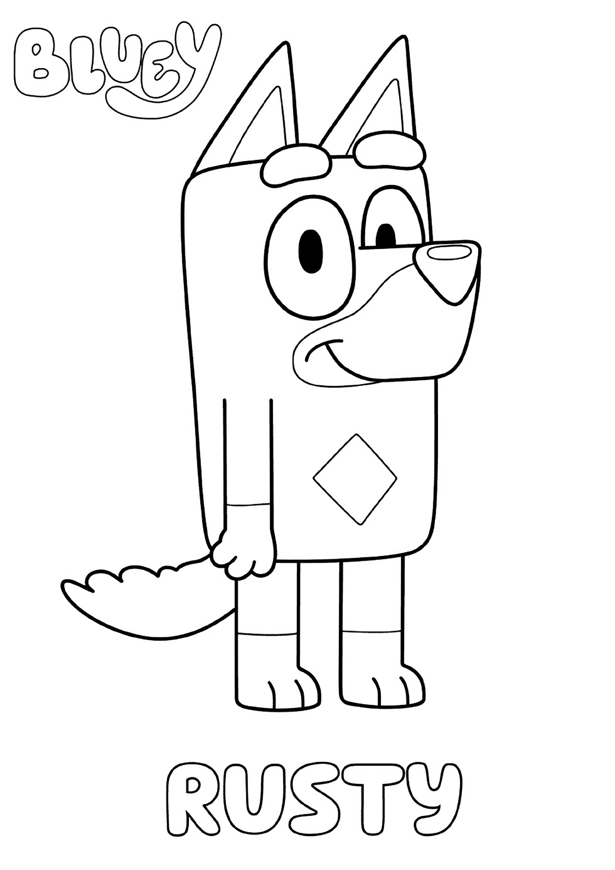 Bluey: Rostig (Ausmalbild zum Ausdrucken und Ausmalen für Kinder)