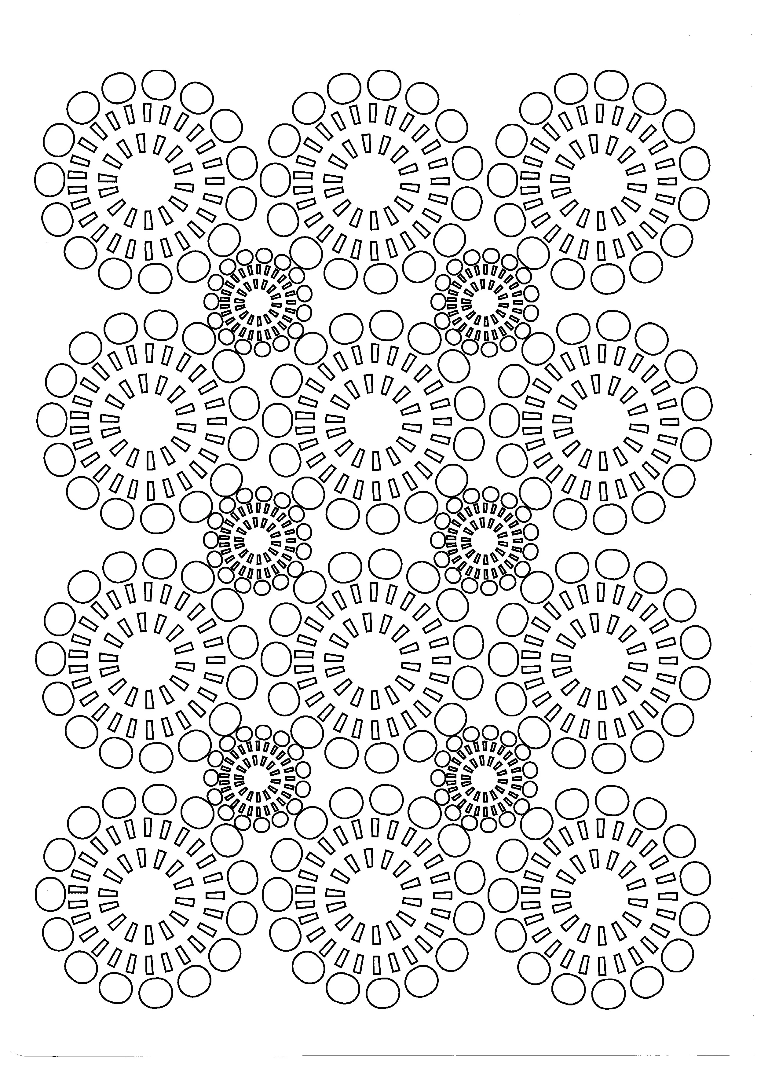 Blumen im Kreis (Ausmalbild zum Ausdrucken und Ausmalen für Kinder)