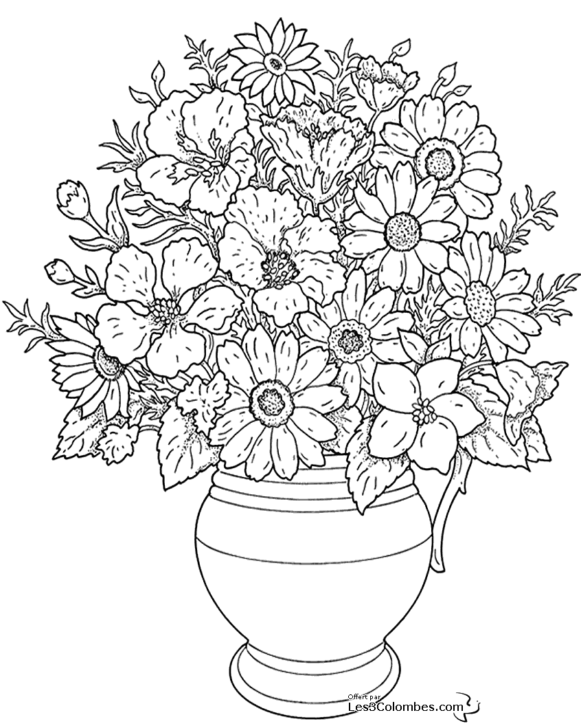 Bild von Blumen zum Herunterladen und Ausmalen - Ausmalbilder von