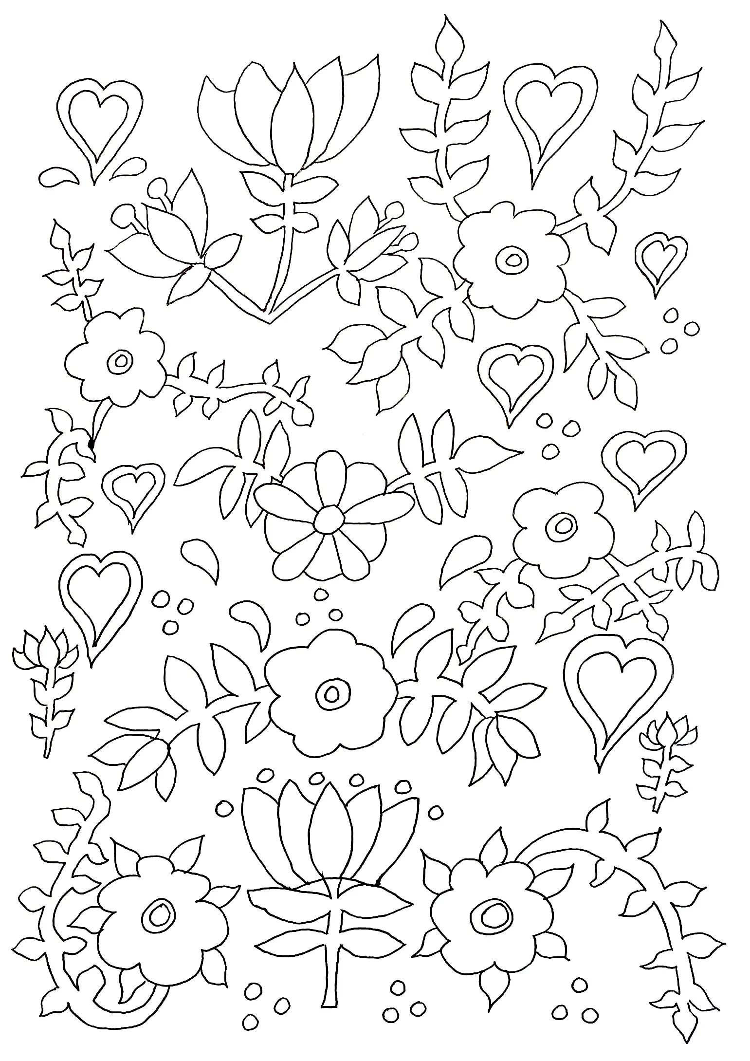 Naive Ausmalbilder Blumen (Ausmalbild zum Ausdrucken und Ausmalen für Kinder)