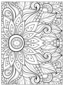 Blume mit vielen Blütenblättern (Ausmalbild von Blumen)