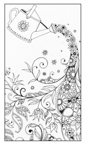 Magischer Blumen- und Pflanzengießkanne (Ausmalbild)
