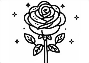 Rose mit dicken Linien (Ausmalbild von Blumen)