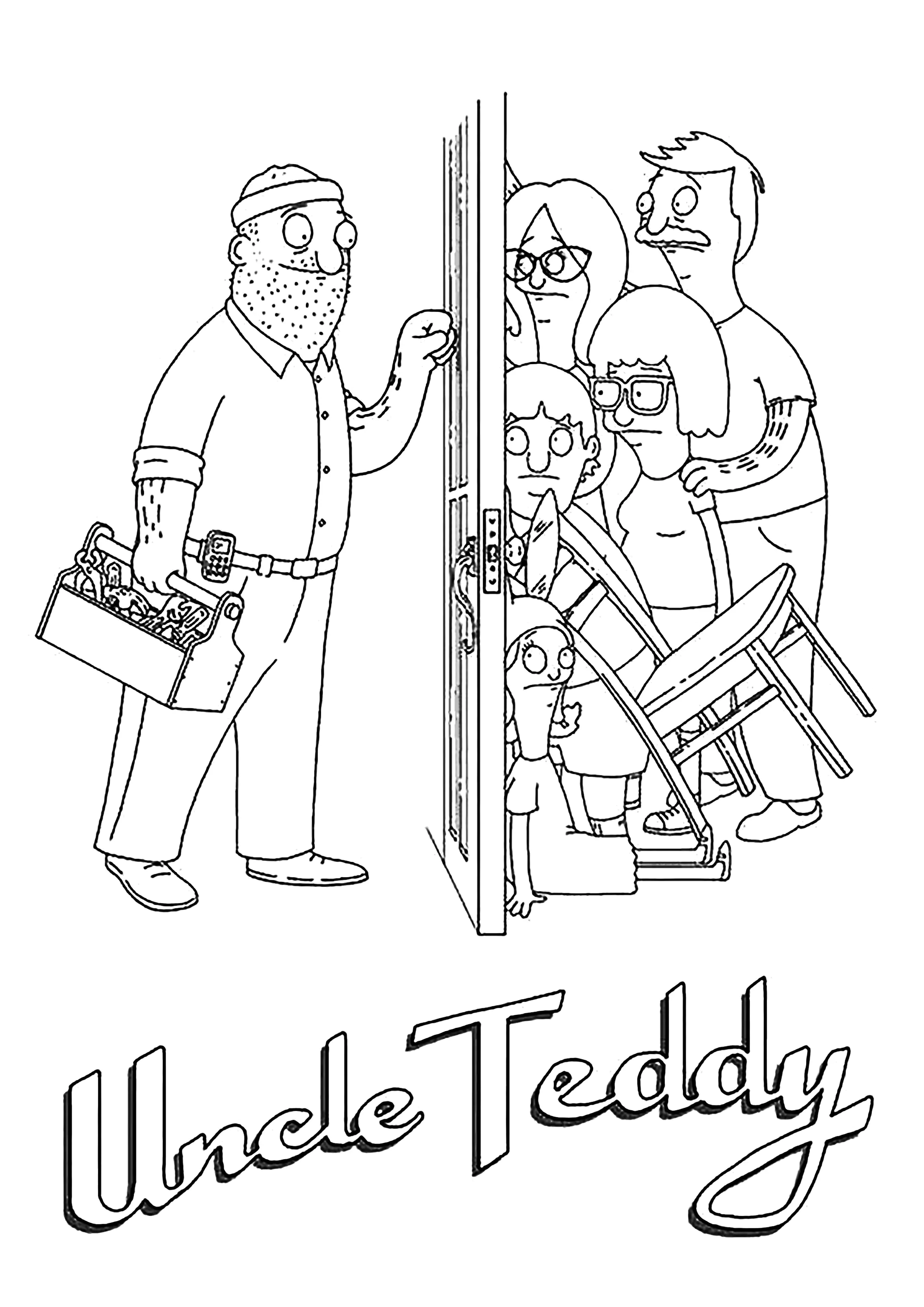 Uncle Teddy (Ausmalbild von Bobs Burgers zum Ausdrucken und Ausmalen für Kinder)
