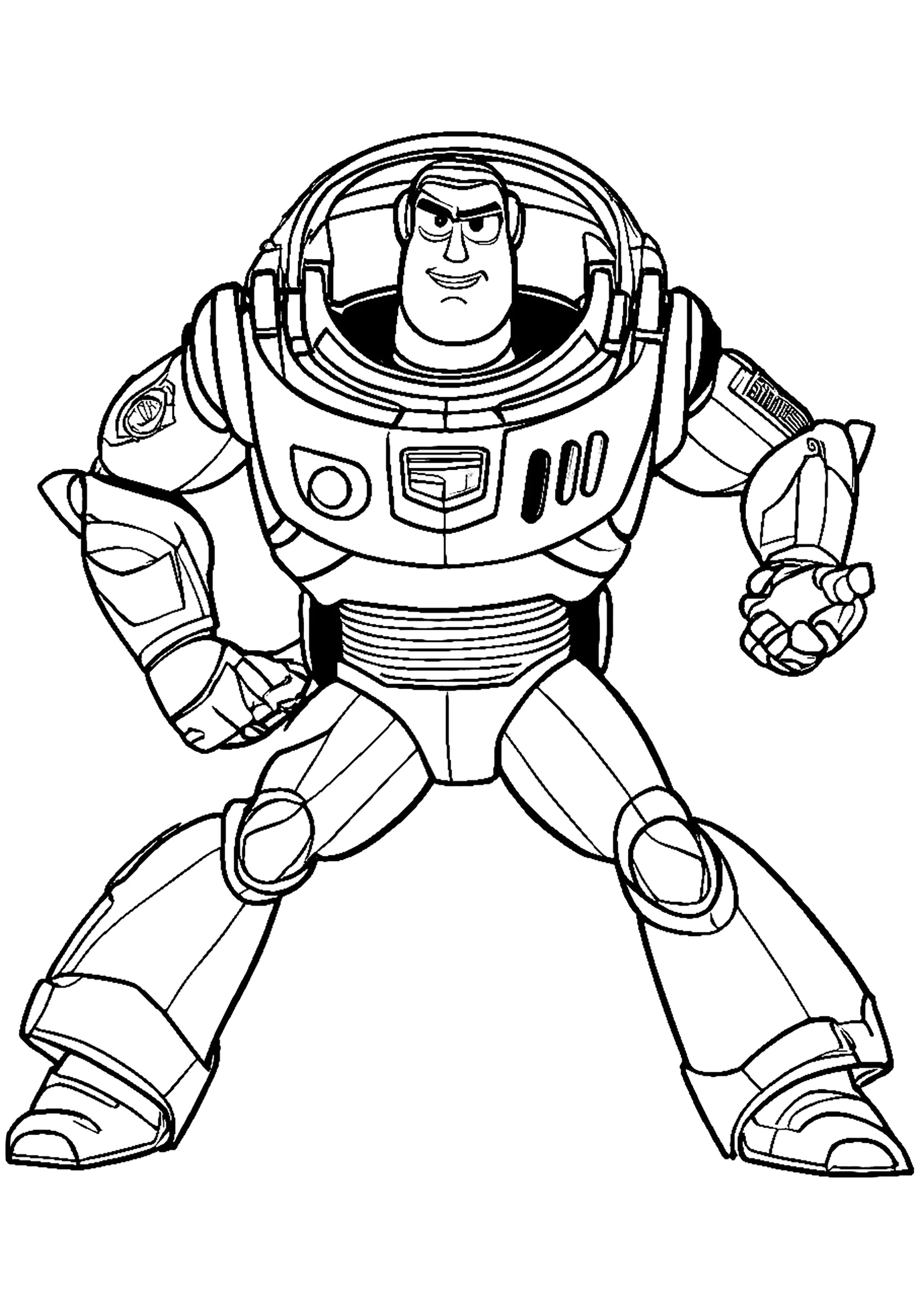 Buzz Lightyear in seiner Raumfahrer-Rüstung (Ausmalbild zum Ausdrucken und Ausmalen für Kinder)