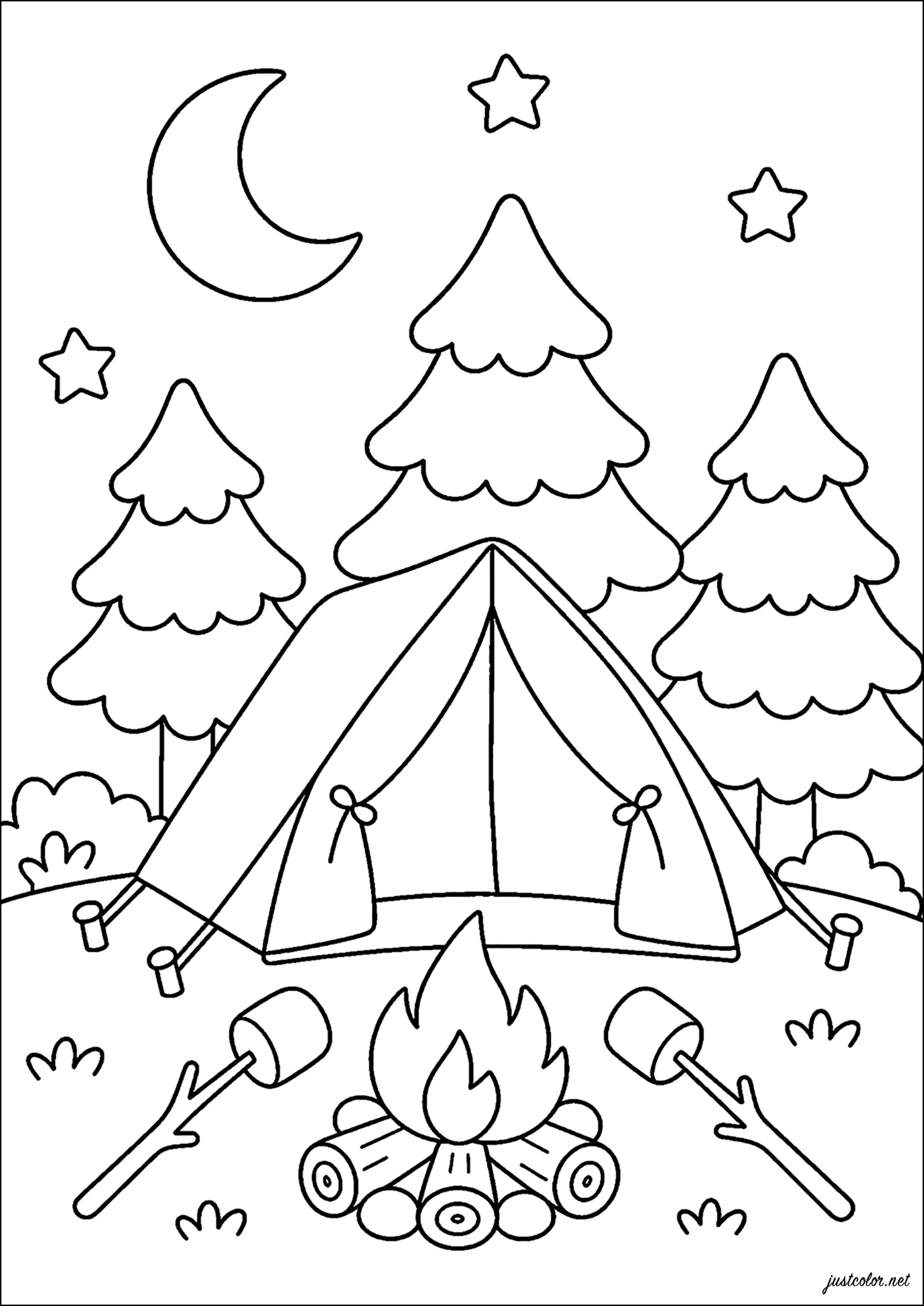 Ausmalbilder von camping zum Ausdrucken (Ausmalbild zum Ausdrucken und Ausmalen für Kinder)