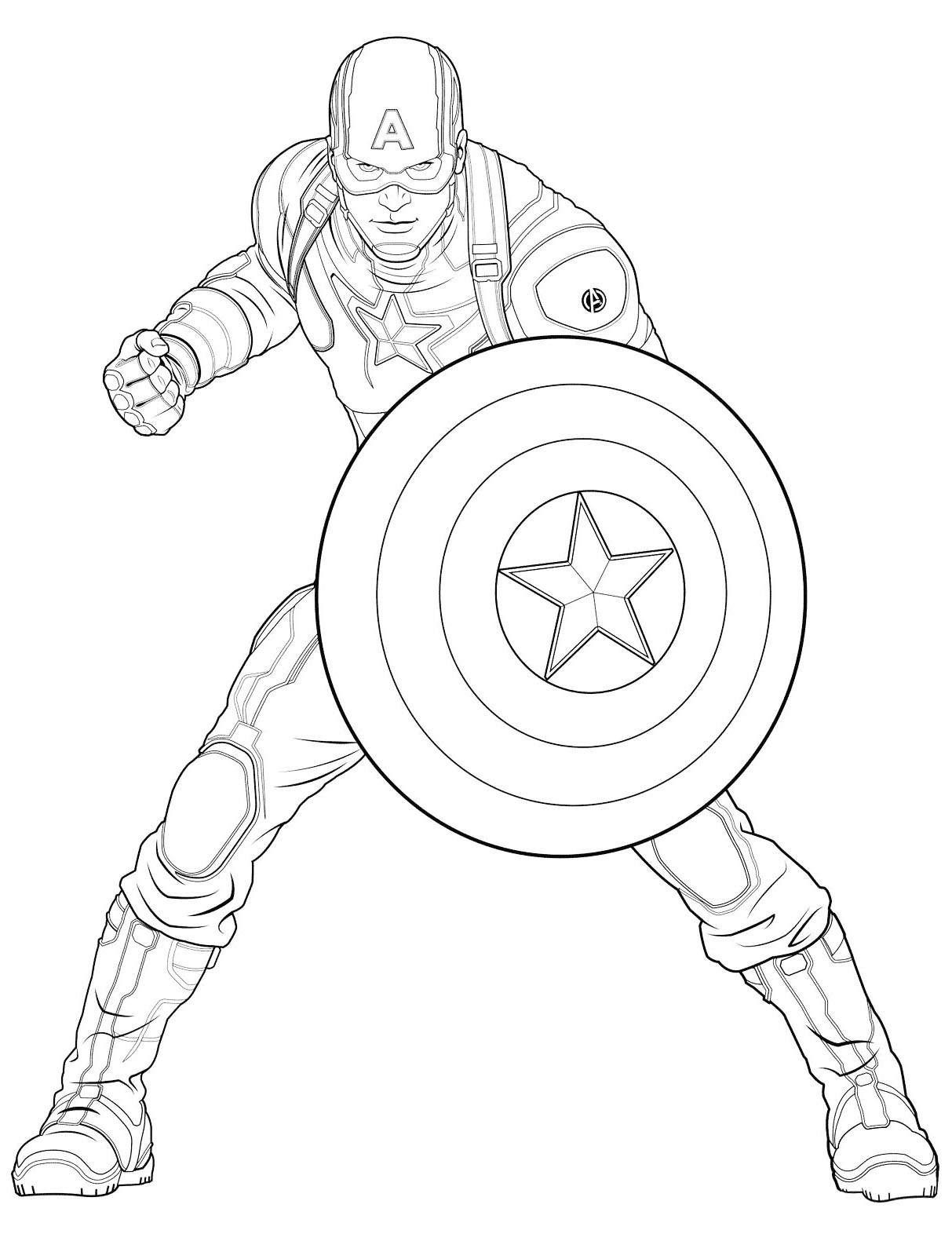 Captain America Coloriage zum Ausdrucken (Ausmalbild zum Ausdrucken und Ausmalen für Kinder)