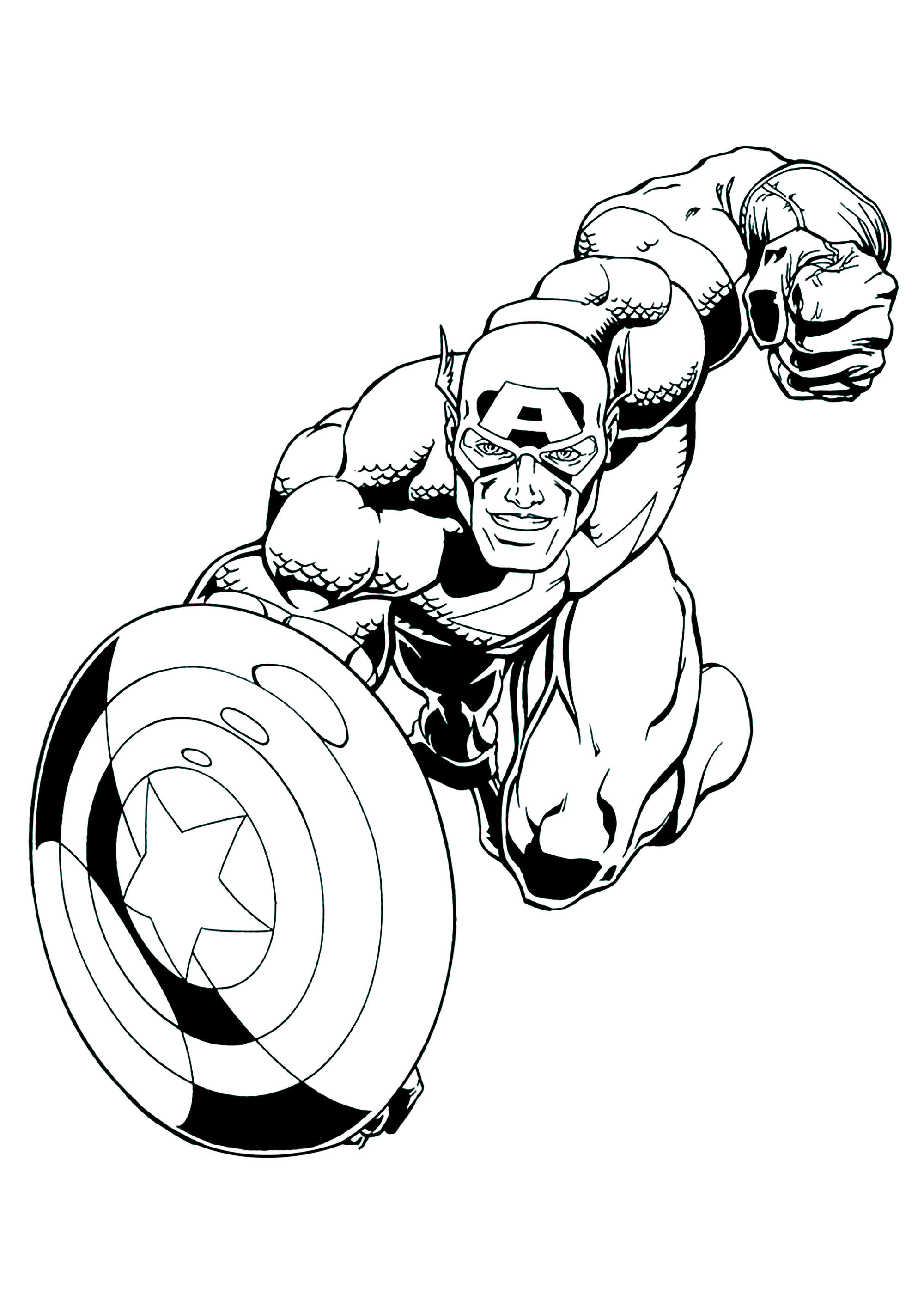 Herunterladen von Captain America Ausmalbildern kostenlos (Ausmalbild zum Ausdrucken und Ausmalen für Kinder)