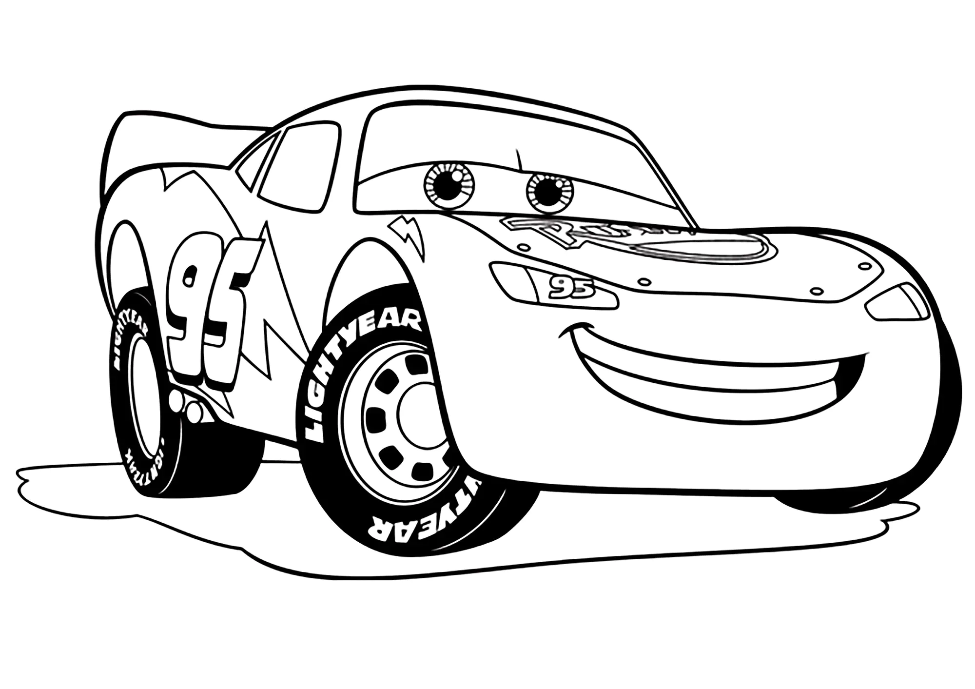 Bild von Cars 3 zum Herunterladen und Ausmalen: Lightning McQueen.