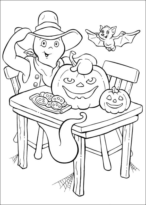 Casper Halloween-Ausmalbild (Ausmalbild zum Ausdrucken und Ausmalen für Kinder)