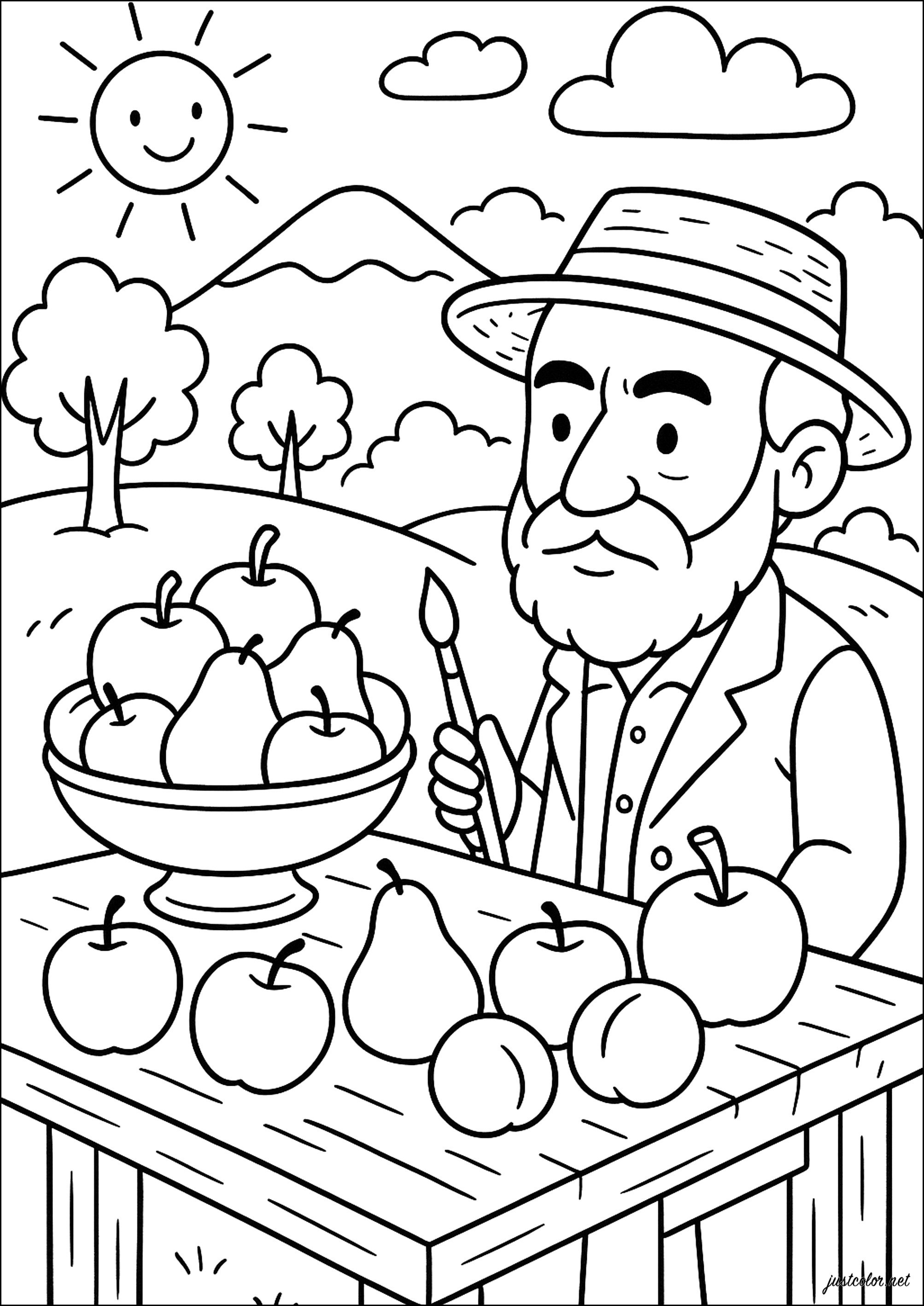Ausmalbilder von cézanne zum Herunterladen (Ausmalbild zum Ausdrucken und Ausmalen für Kinder)