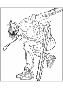 Der gruselige Chainsaw Man (Ausmalbild)