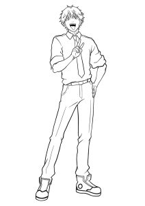 Denji mit einer schönen Krawatte (Ausmalbild von Chainsaw Man)