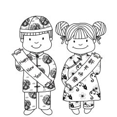 Ausmalbilder von Chinesisches Neujahr zum Ausdrucken und Ausmalen für Kinder