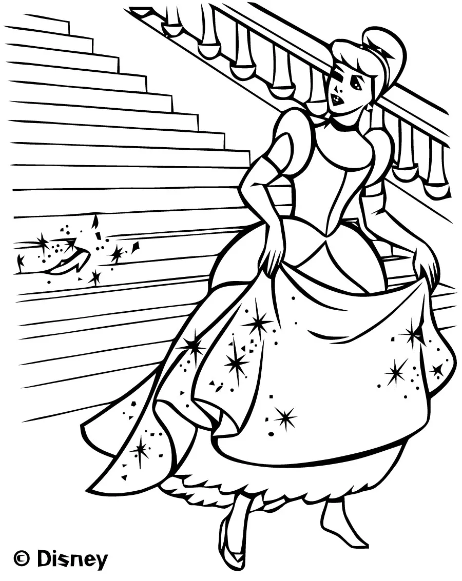 Kostenlos ausdruckbares Aschenputtel-Malbuch (Ausmalbild von Cinderella zum Ausdrucken und Ausmalen für Kinder)