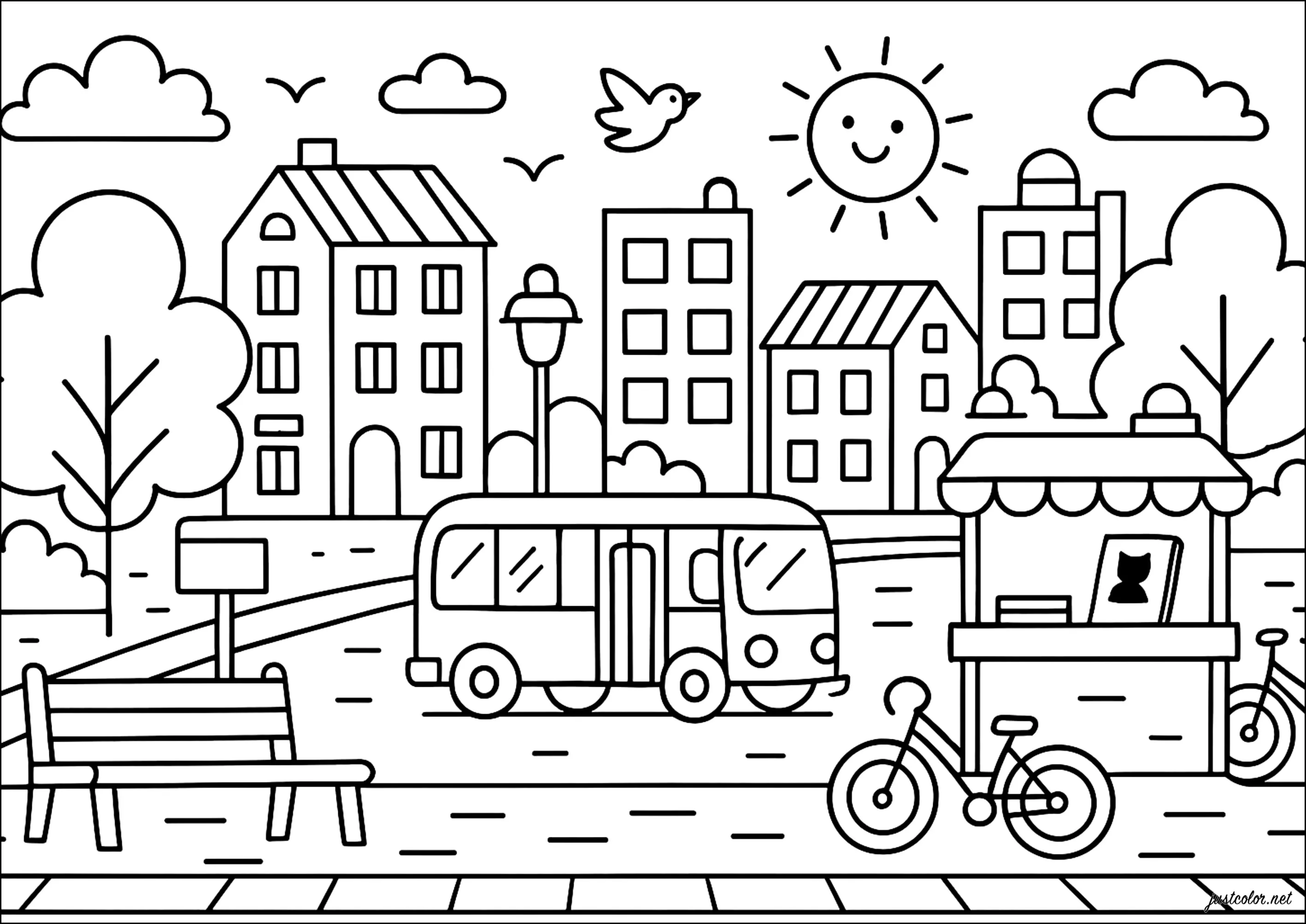 Ausmalbilder für Kinder kostenlos von cities (Ausmalbild zum Ausdrucken und Ausmalen für Kinder)