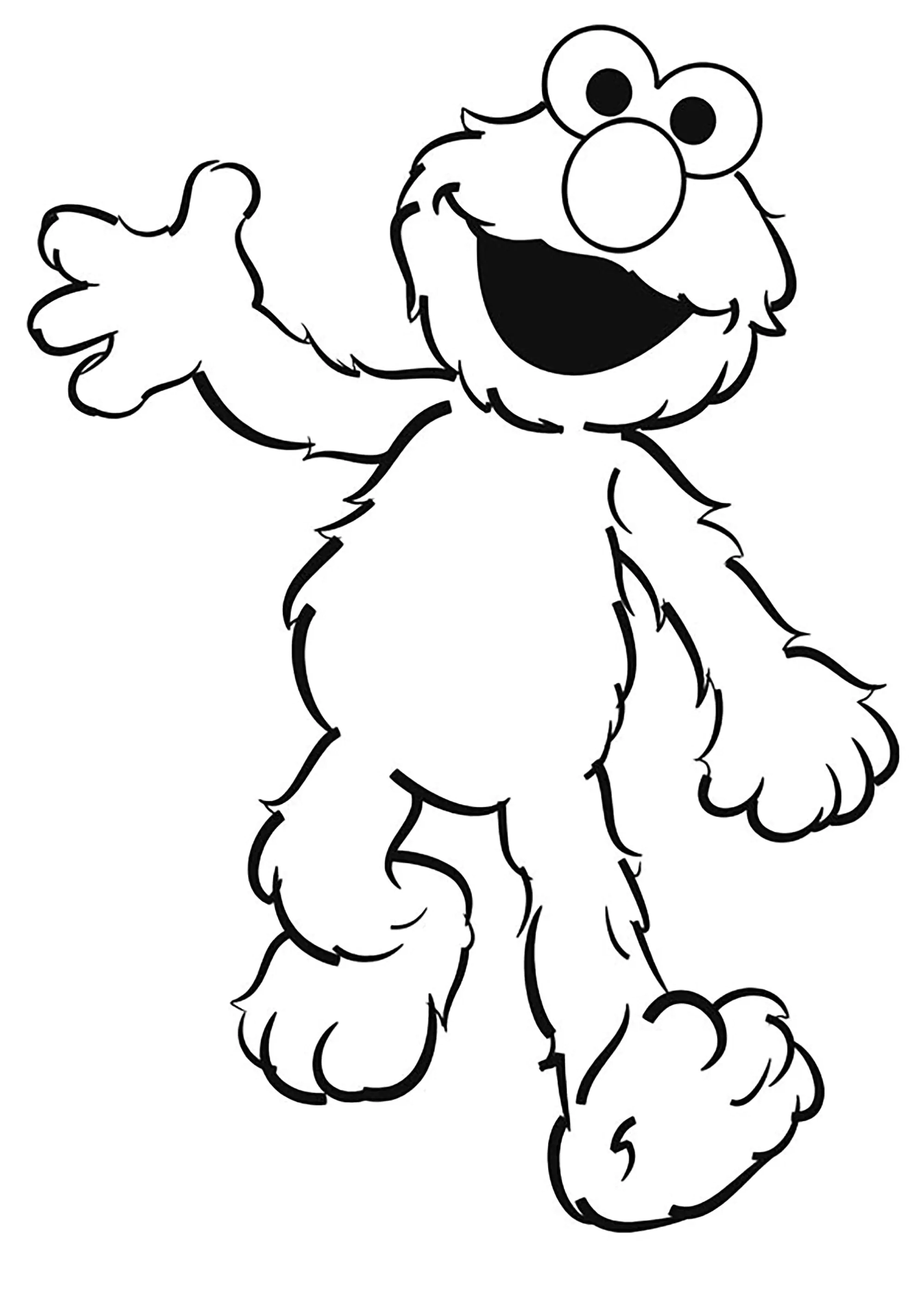 Elmo / Krümelmonster (Ausmalbild von Cookie Monster zum Ausdrucken und Ausmalen für Kinder)