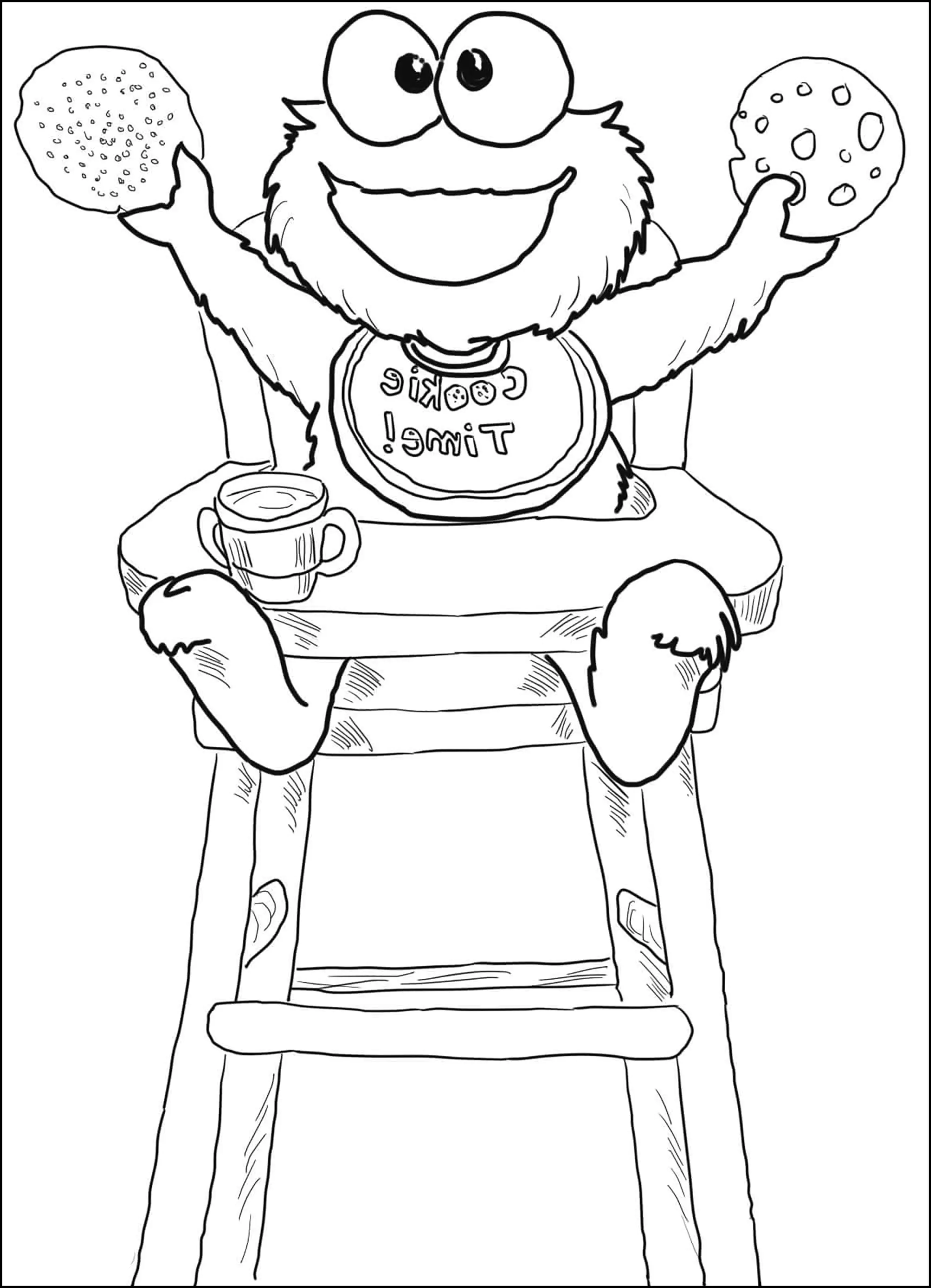 Baby Cookie Monster (Ausmalbild zum Ausdrucken und Ausmalen für Kinder)