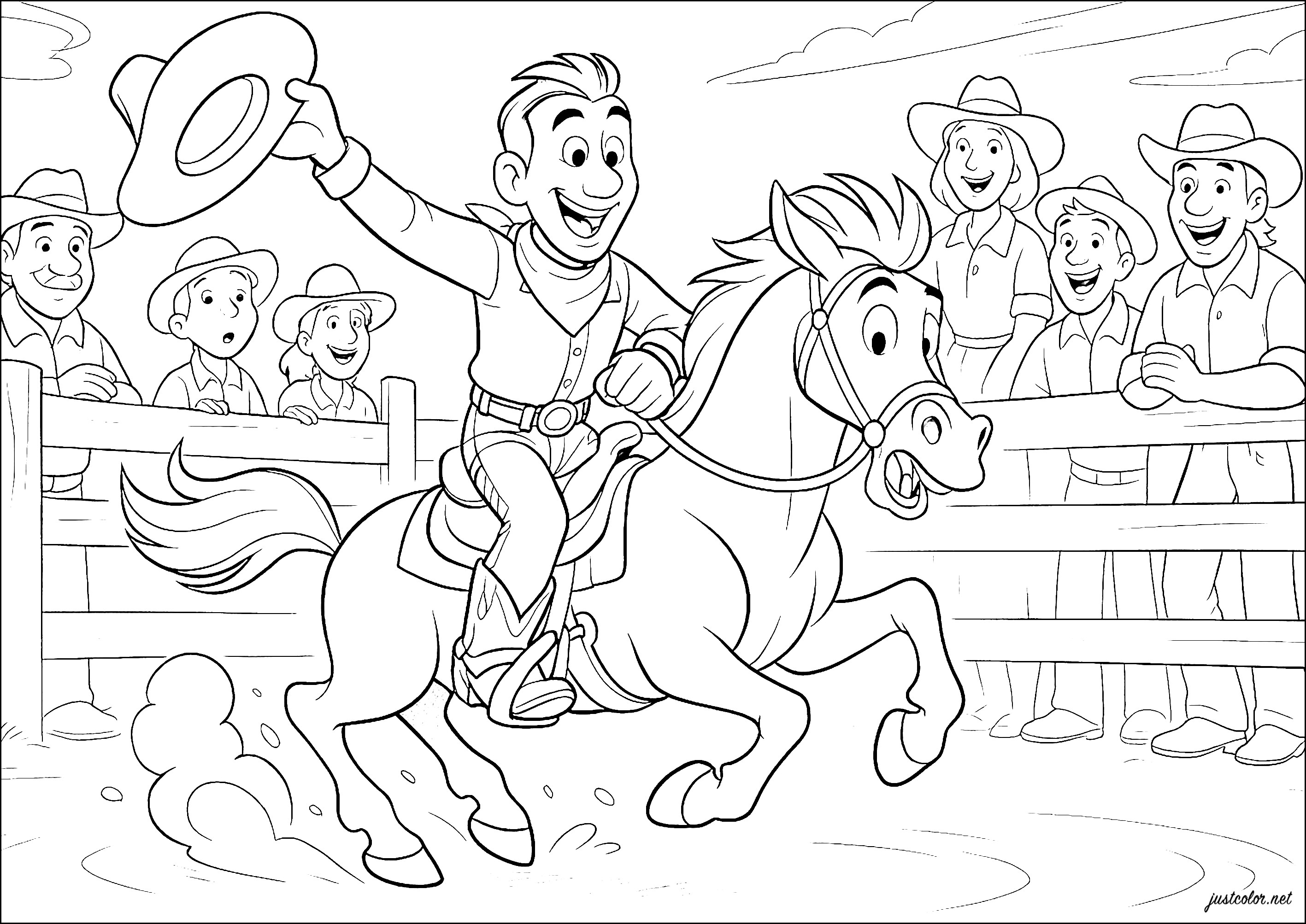 Der Reiter (Ausmalbild von Cowboys zum Ausdrucken und Ausmalen für Kinder)