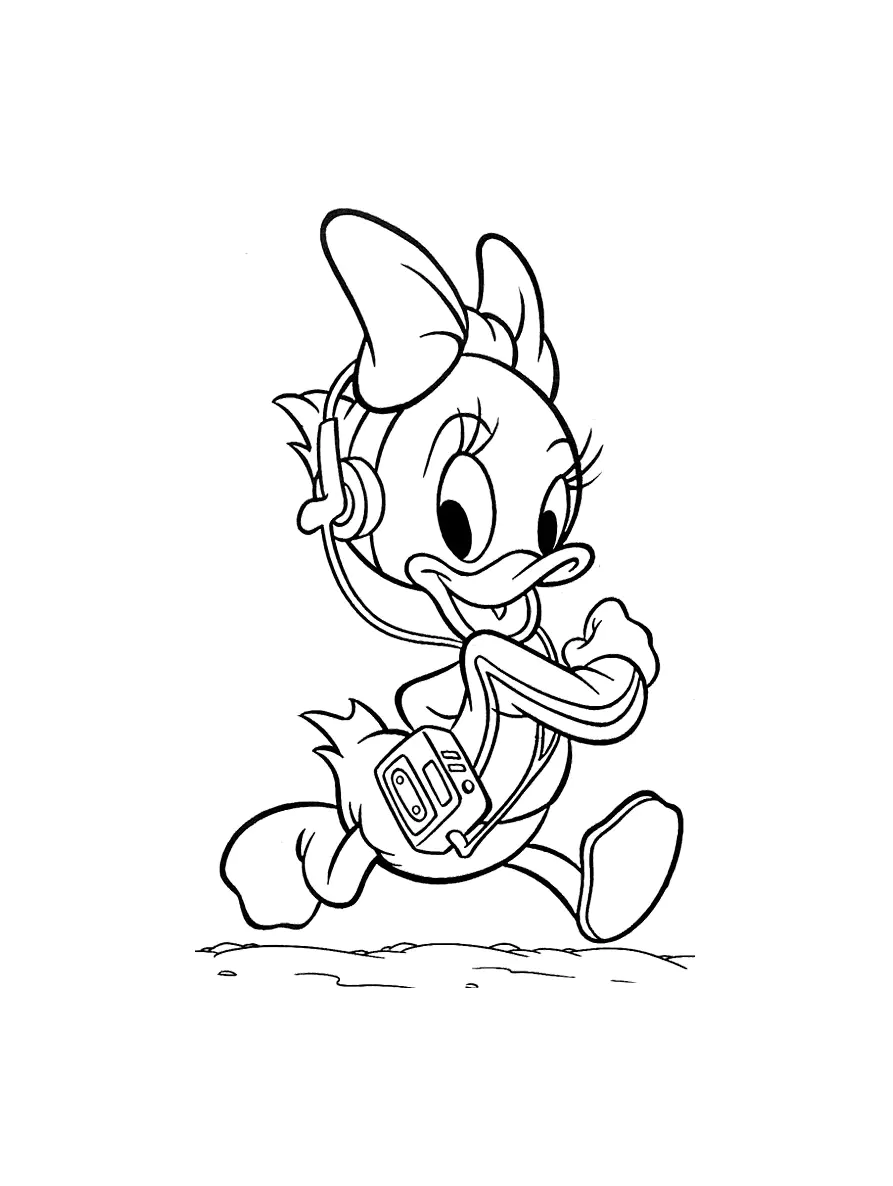Ausmalbilder von Daisy Duck zum kostenlosen Herunterladen (Ausmalbild zum Ausdrucken und Ausmalen für Kinder)
