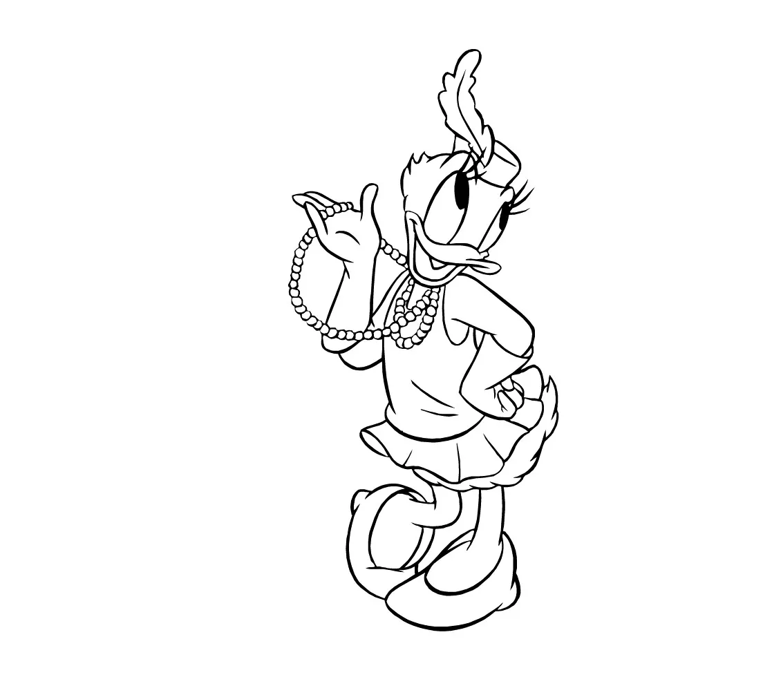 Kostenlose Daisy Duck-Zeichnung zum Herunterladen und Ausmalen