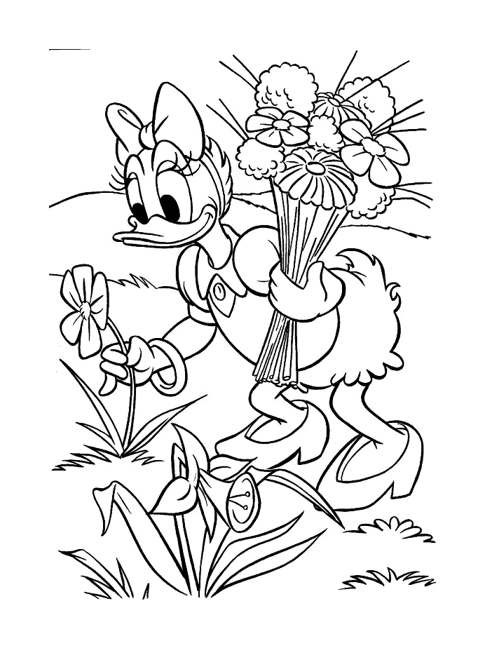 Kostenlose Daisy Duck-Zeichnung zum Herunterladen und Ausmalen