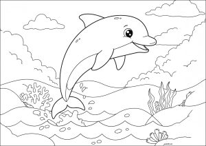 Delfin, der aus dem Wasser springt (Ausmalbild von Delfine)