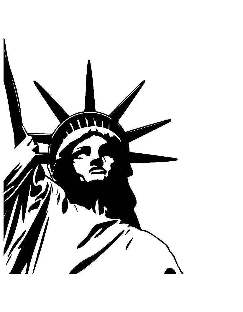 Freiheitsstatue (Ausmalbild von Denkmaeler zum Ausdrucken und Ausmalen für Kinder)