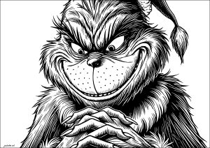 Der Grinch und sein schelmischer Blick (Ausmalbild)