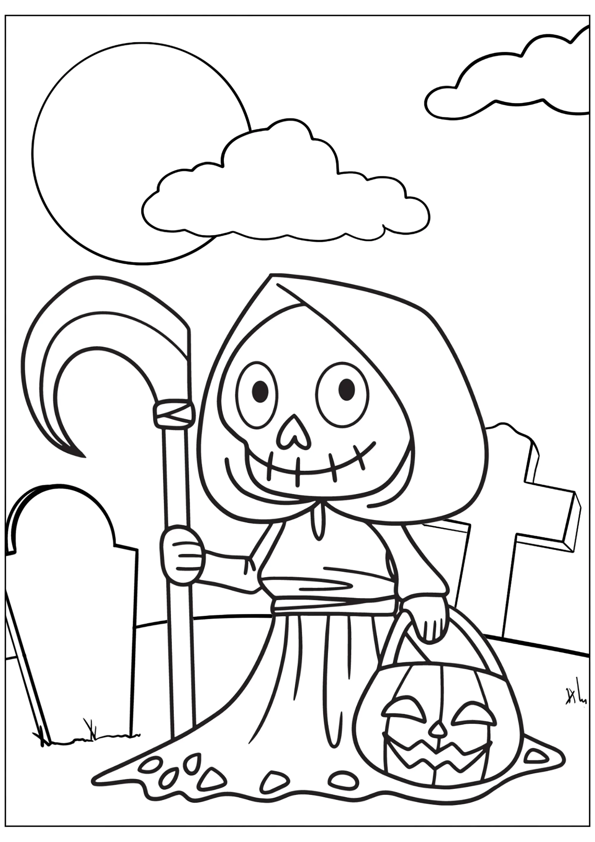 Ausmalbilder für Kinder von der-schnitter (Ausmalbild von Der Schnitter zum Ausdrucken und Ausmalen für Kinder)