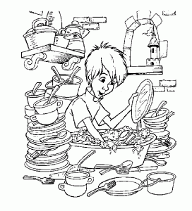 Ausmalbilder von Merlin dem Zauberer zum Ausmalen für Kinder (Ausmalbild von Die Hexe und der Zauberer)
